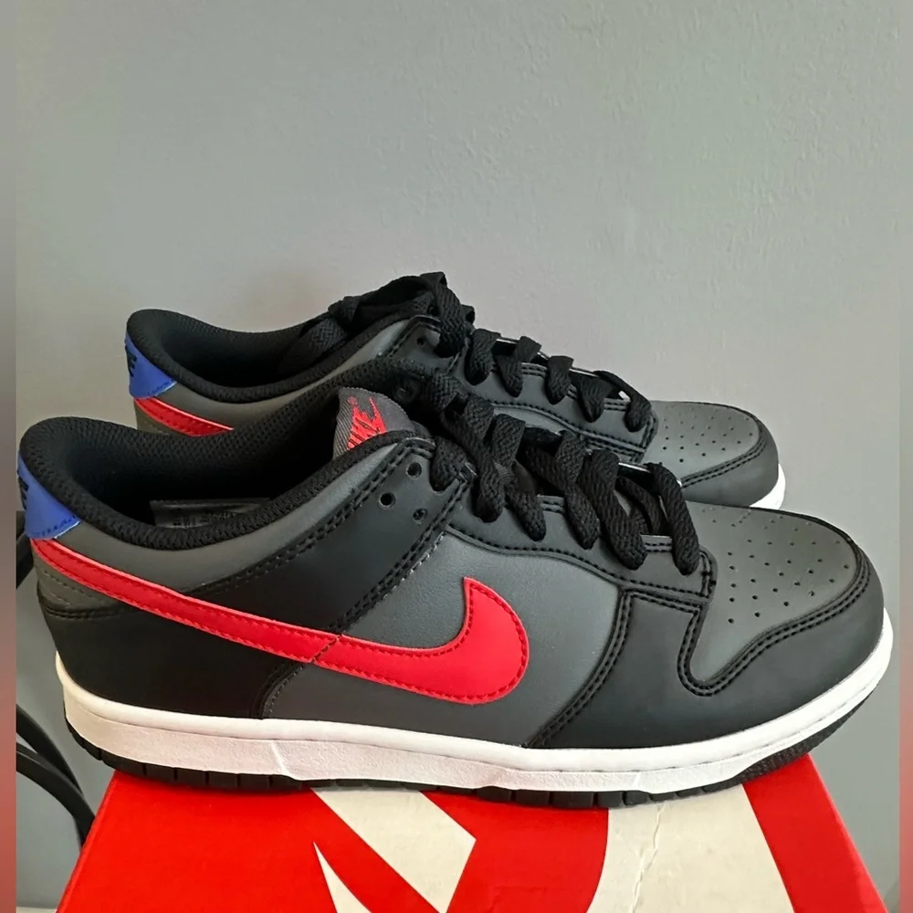 New - Nike Dunk Low GS ‘Black Red Blue’ Size 6.5Y - FV0373001